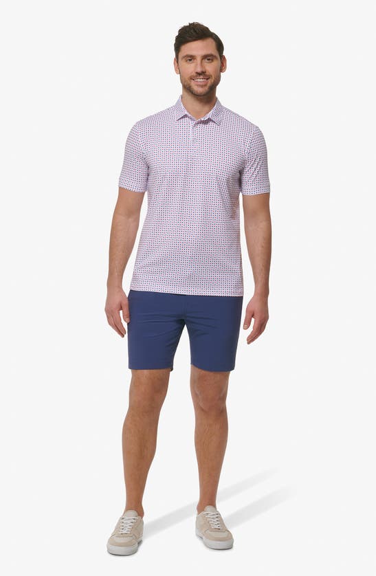 Shop Mizzen + Main Mizzen+main Versa Geo Print Performance Golf Polo In Hibiscus Geo Print