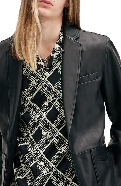 Shop Allsaints Andrius Leather Blazer In Black