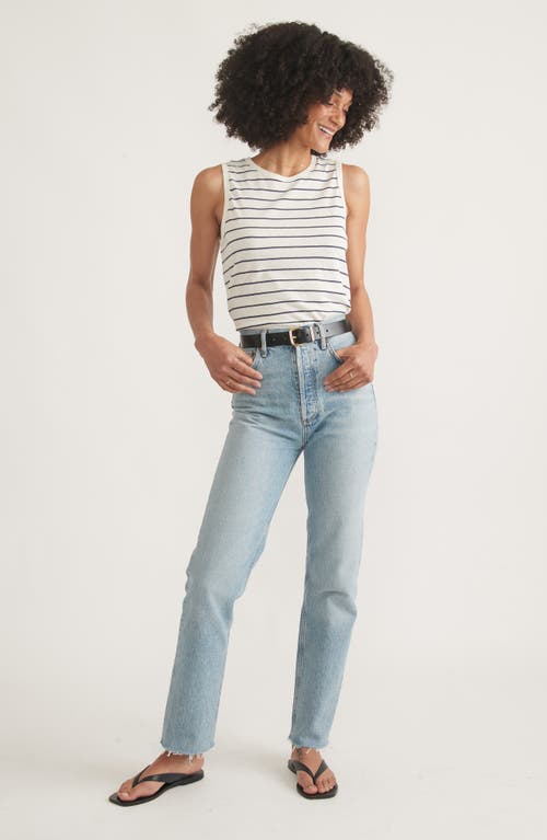 Shop Marine Layer Stripe Hemp & Cotton Tank In Black/white Stripe