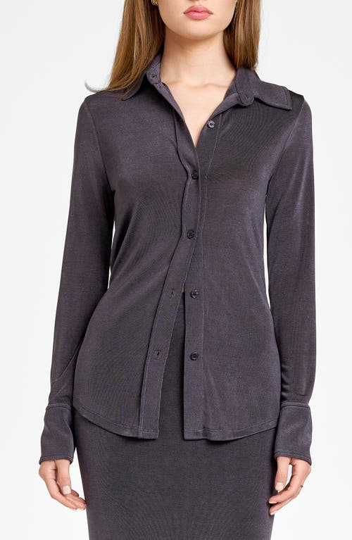 Wayf Knit Button-up Shirt In Gunmetal