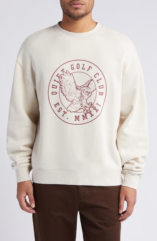 Shop Quiet Golf Owl Cotton Graphic Sweatshirt In Beige