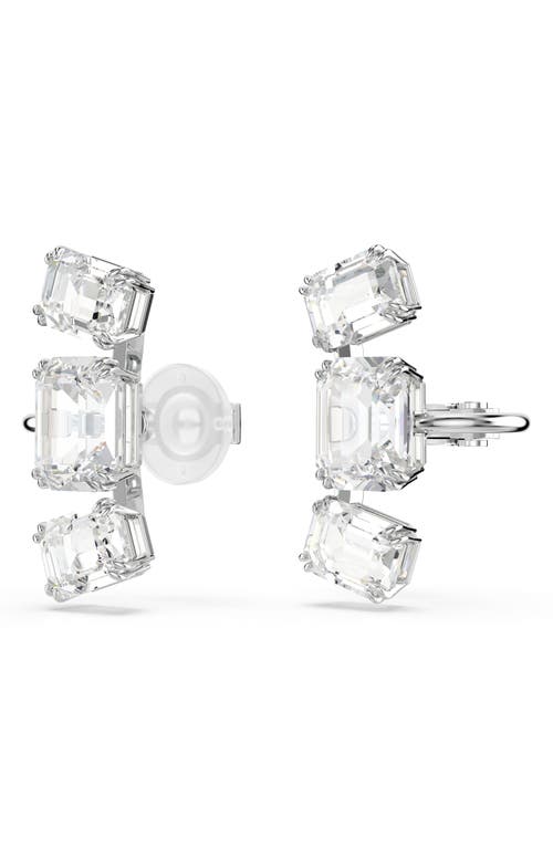 Shop Swarovski Millenia Crystal Clip-on Earrings In White/silver