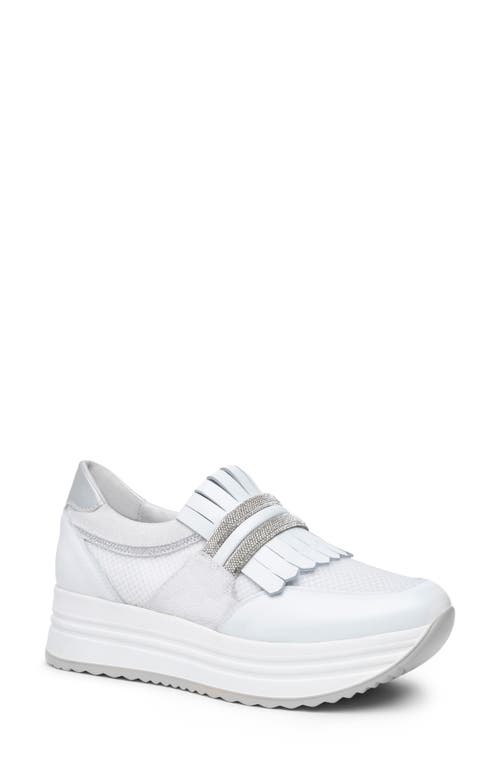 Kiltie Fringe Platform Sneaker in White