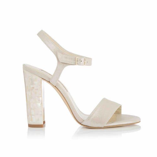 Shop Freya Rose Martina Ankle Strap Pearl Heel Sandal In Champagne