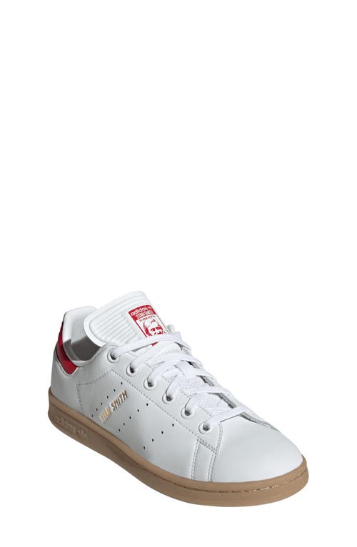 Adidas Originals Adidas Kids' Stan Smith Low Top Sneaker In White/better Scarlet/gum