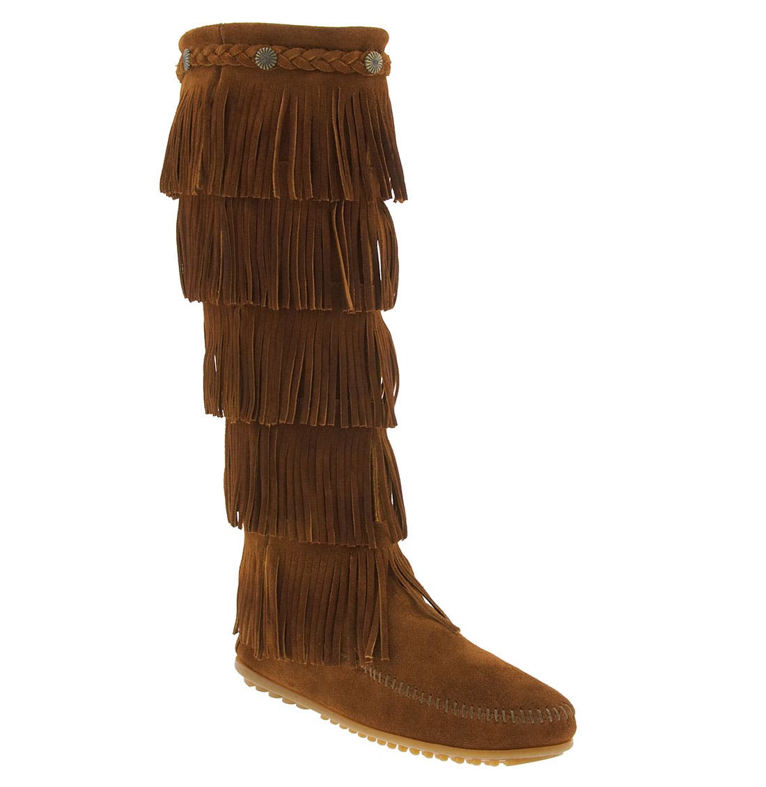 tall fringe moccasin boots