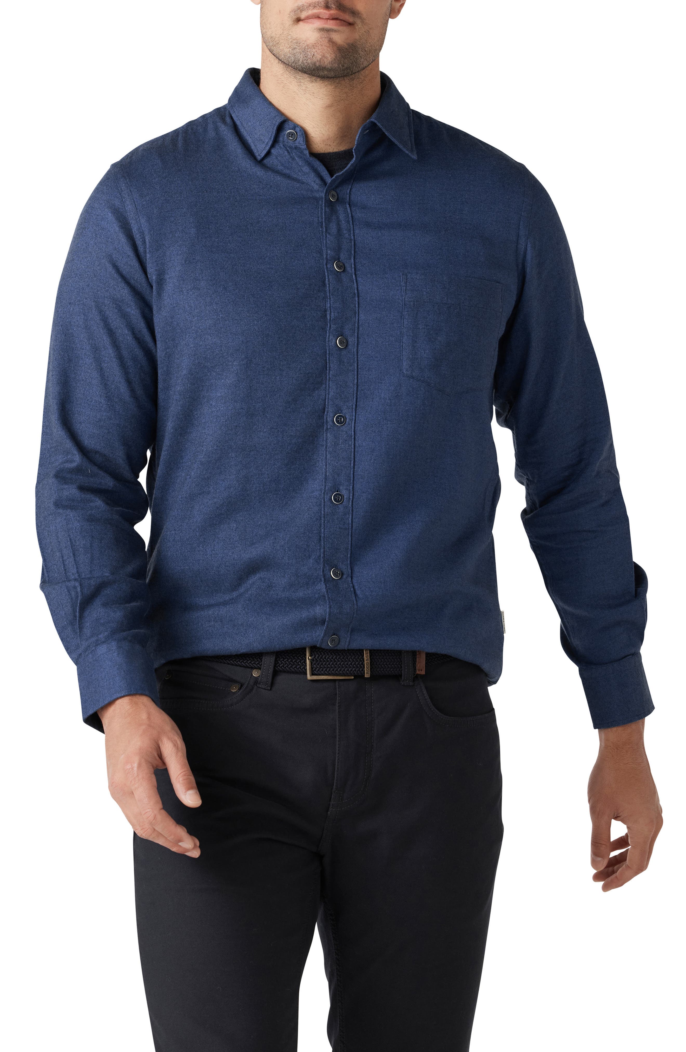 dark blue button up shirt mens