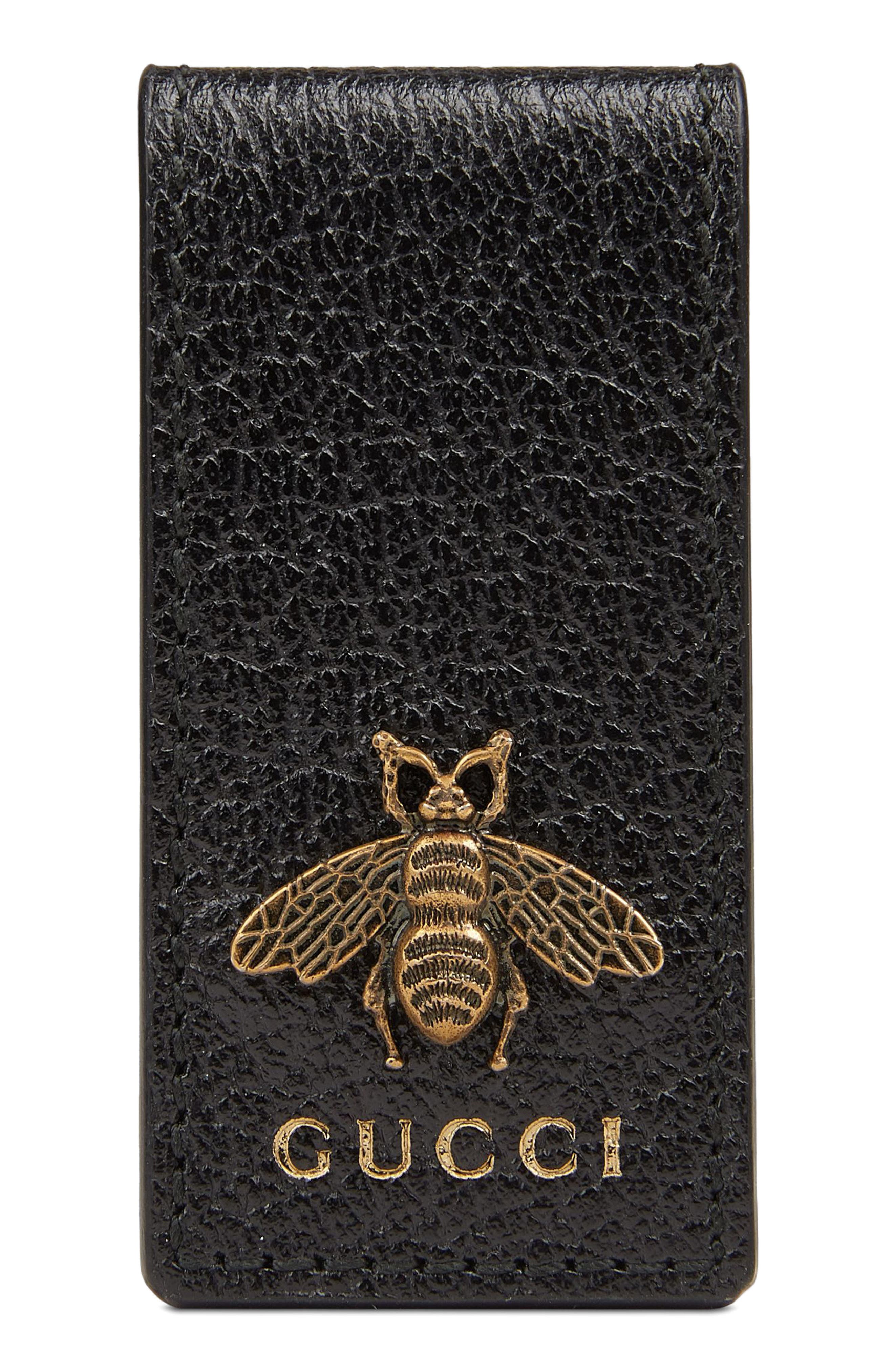 Gucci Bee Leather Money Clip | Nordstrom