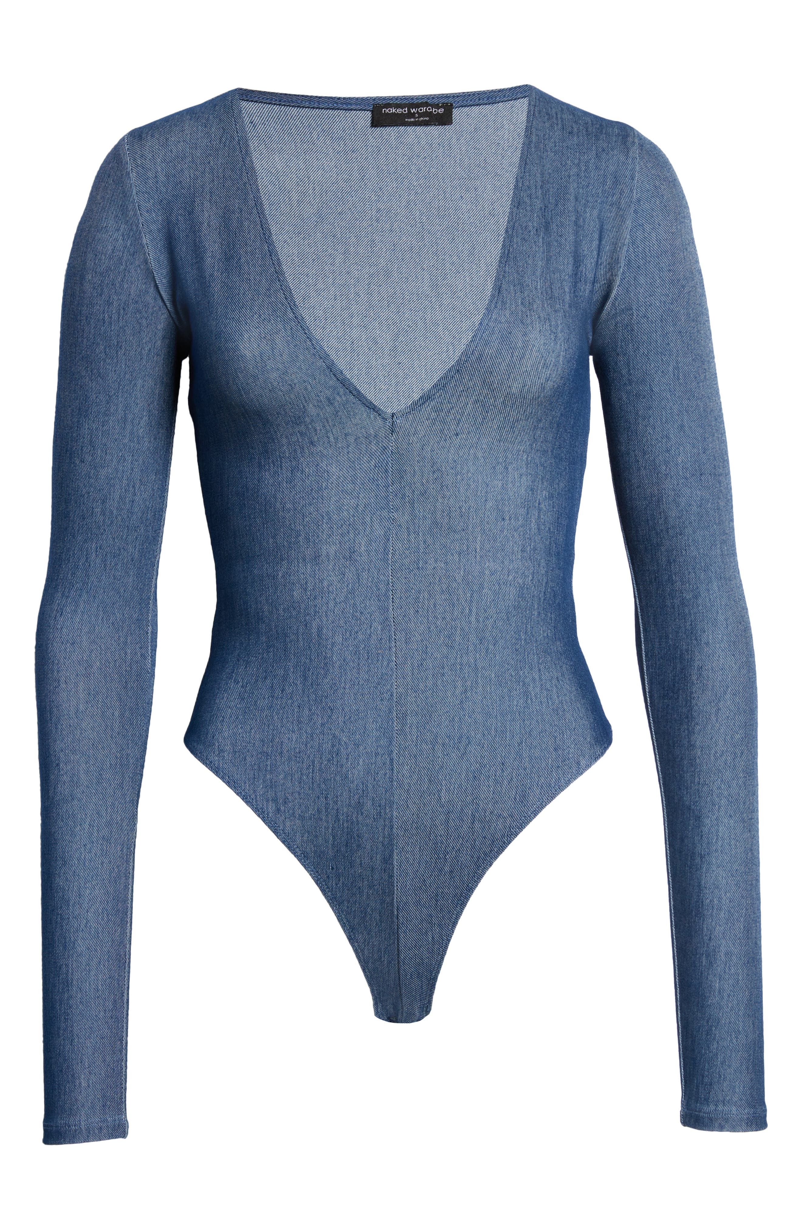 Naked Wardrobe Deep V-Neck Long Sleeve 