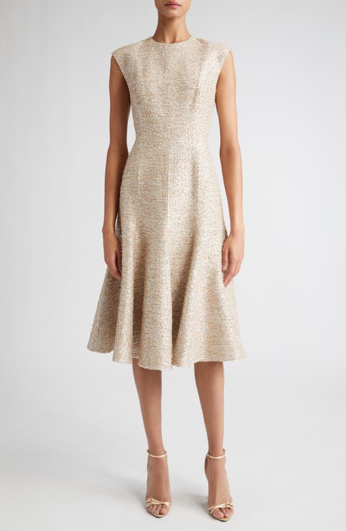 Emilia Wickstead Denver Metallic Tweed A-Line Dress in Beige And Silver at Nordstrom, Size 8 Us