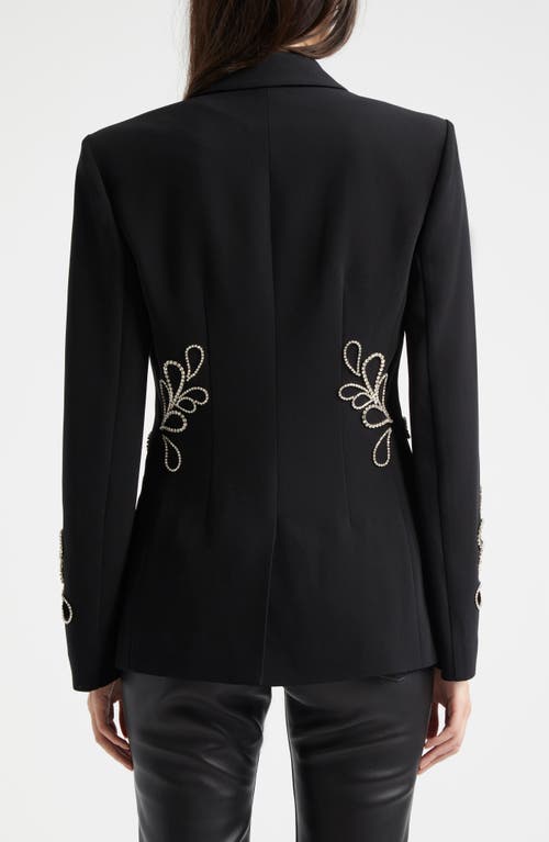 Shop Cinq À Sept Cheyenne Rhinestone Paisley One-button Blazer In Black