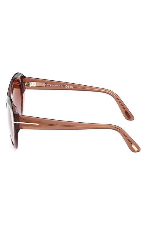 Tom Ford Guinivere 52mm Round Sunglasses In Dark Brown/gradient Brown