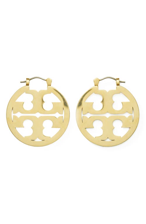 Tory Burch Small Miller Logo Hoop Earrings in Tory Gold at Nordstrom