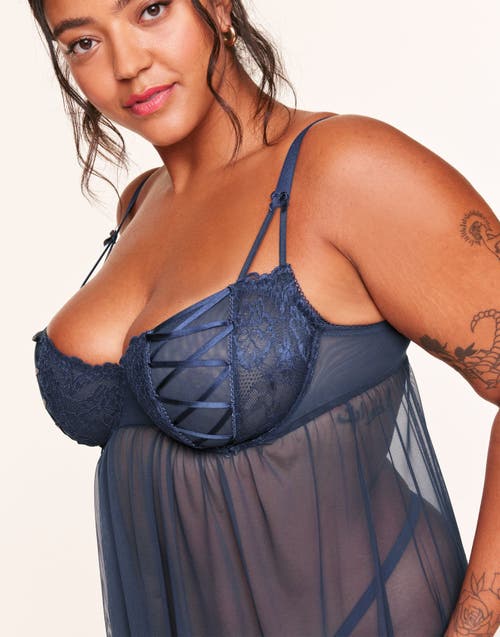 Adore Me Ismelka Unlined Babydoll Lingerie In Dark Blue