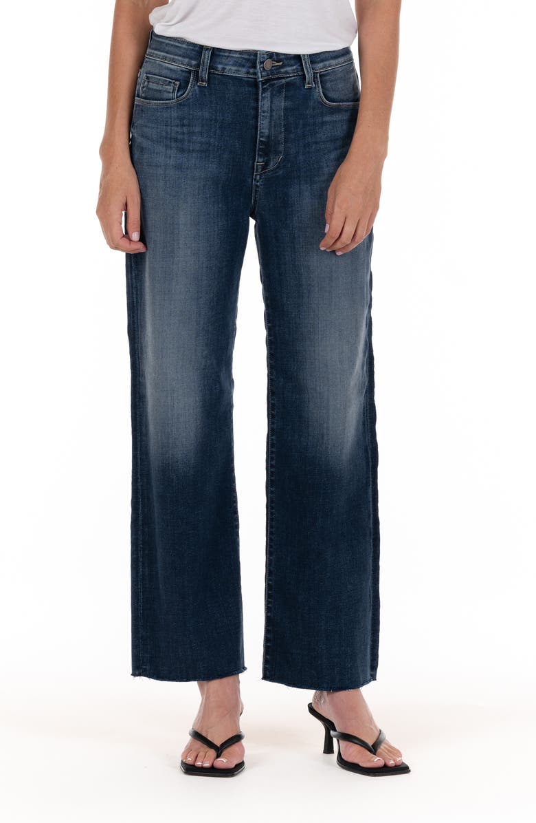 Fidelity Denim Malibu High Waist Raw Hem Crop Wide Leg Jeans | Nordstrom