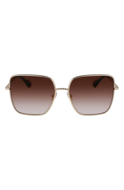 Lanvin Babe 59mm Gradient Square Sunglasses in Gold/Gradient Brown at Nordstrom