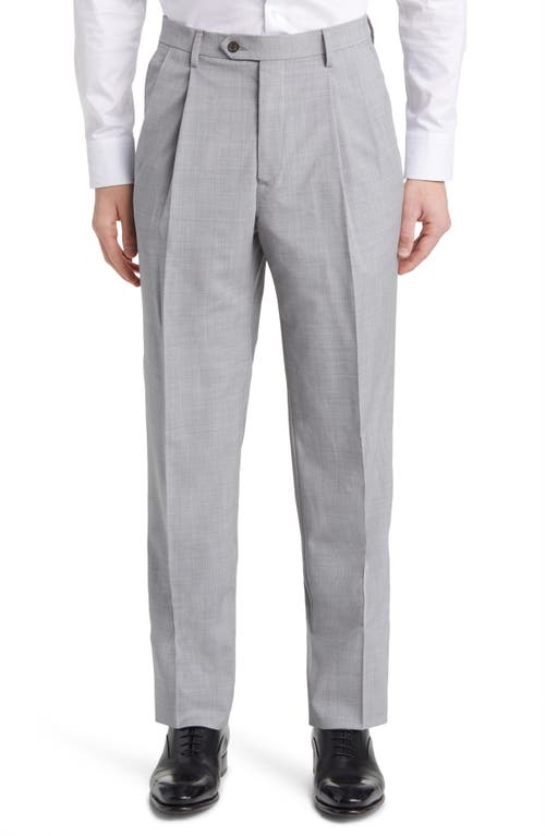 Berle Pleated Tropical Weight Wool Dress Pants Light Grey at Nordstrom,