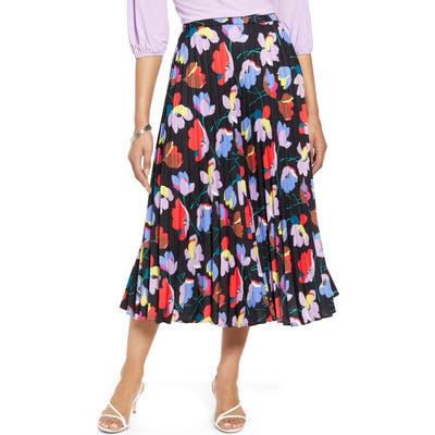 Halogen Pleated Midi Skirt, Black