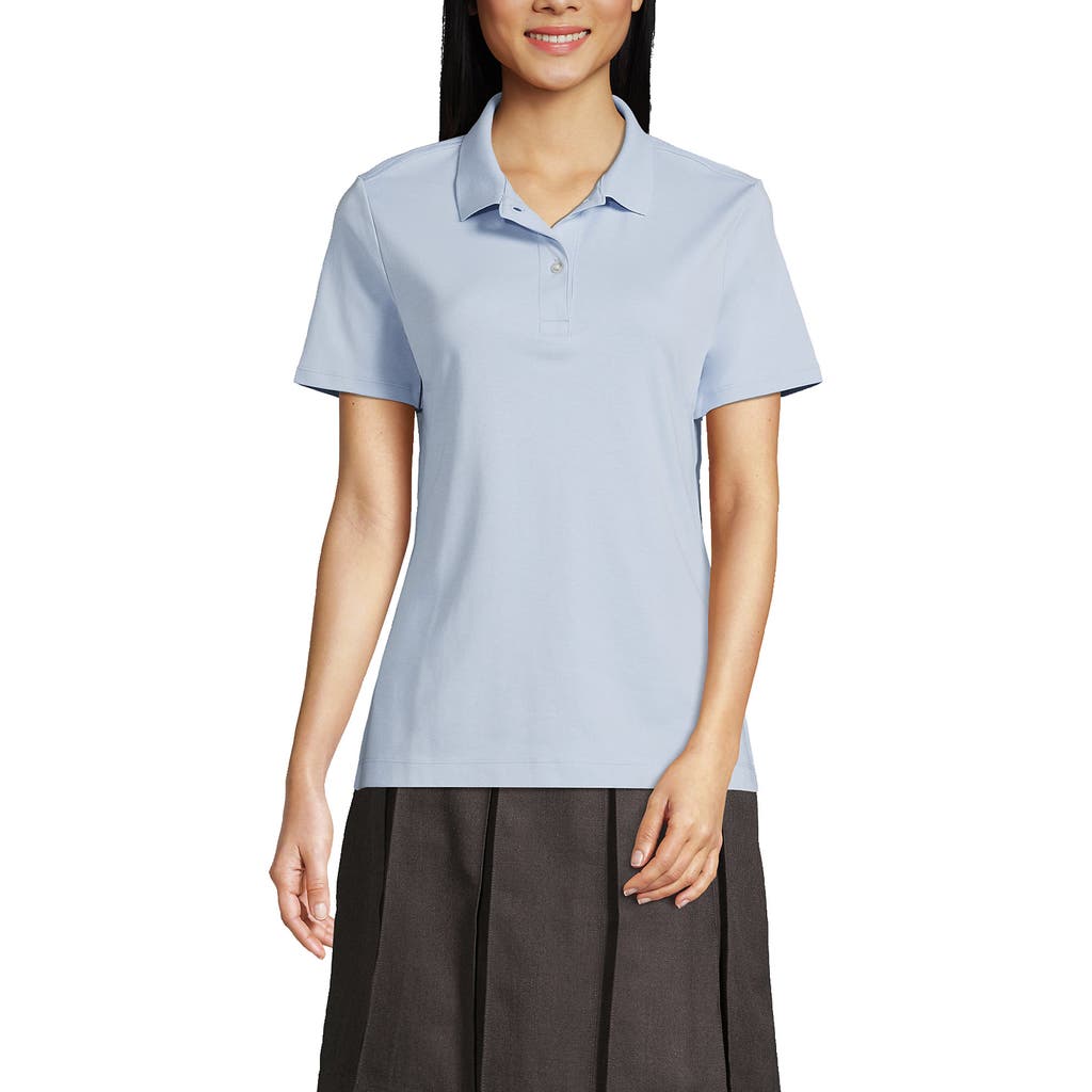 Lands' End School Uniform Short Sleeve Feminine Fit Interlock Polo Shirt In Blue