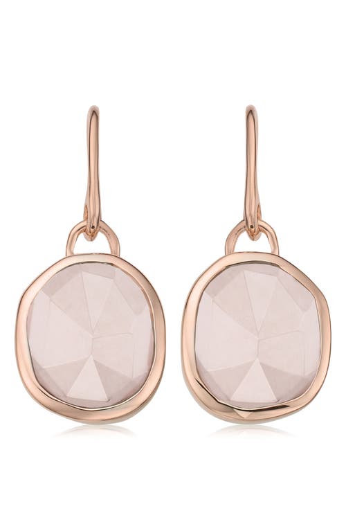 Shop Monica Vinader Siren Semiprecious Stone Drop Earrings In Rose Gold/rose Quartz