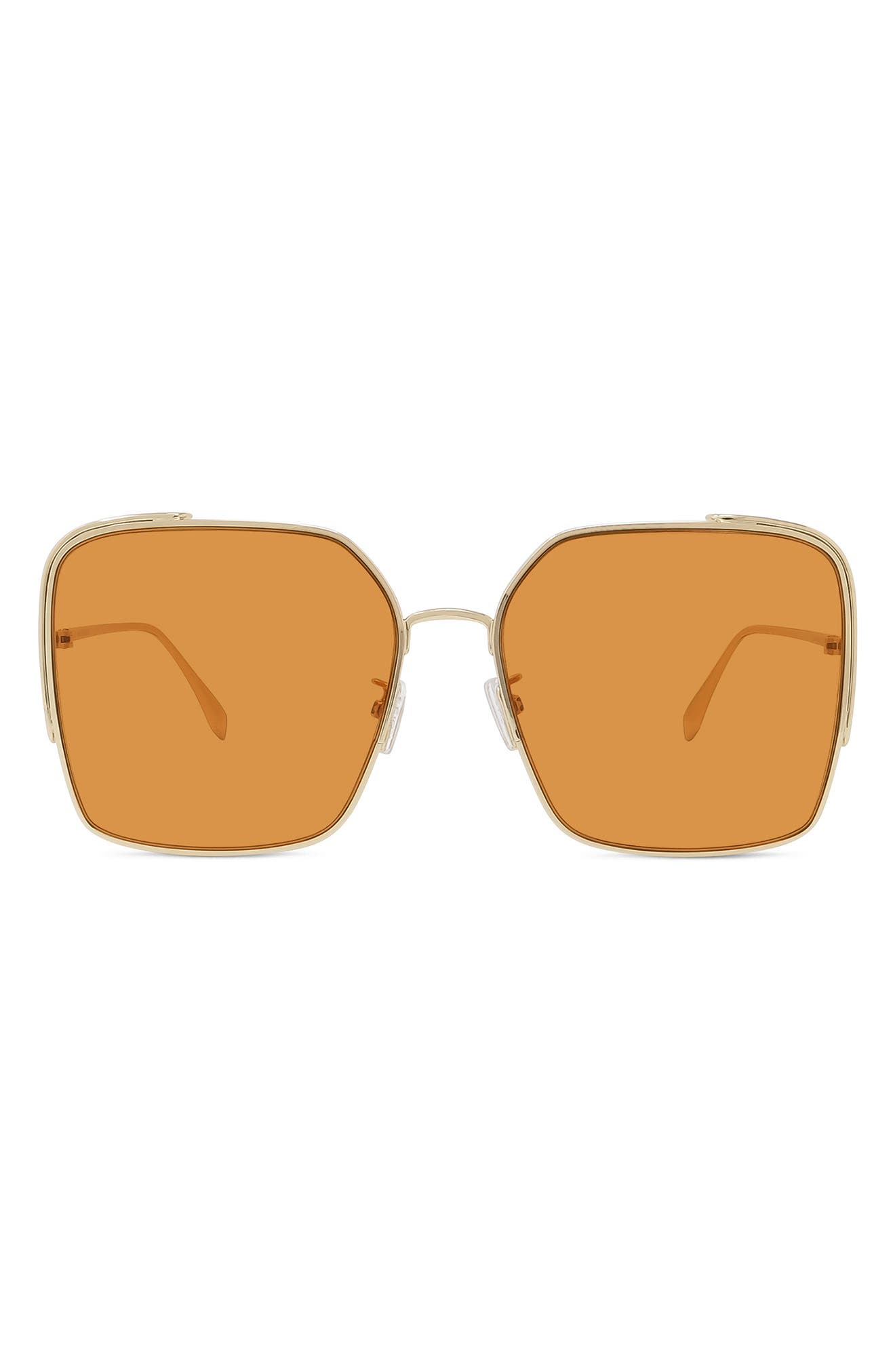 Fendi O'Lock 59mm Square Sunglasses in Shiny Gold/Brown at Nordstrom