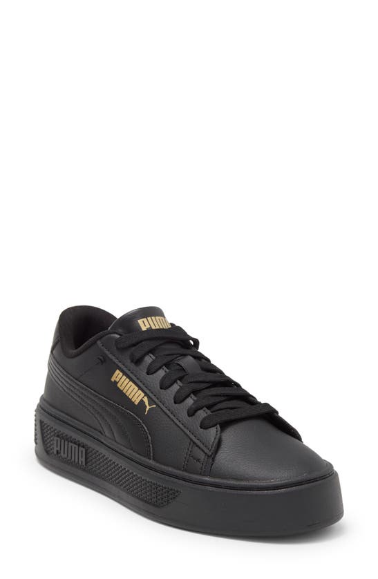 Puma Smash V3 Platform Sneaker In Black- Gold