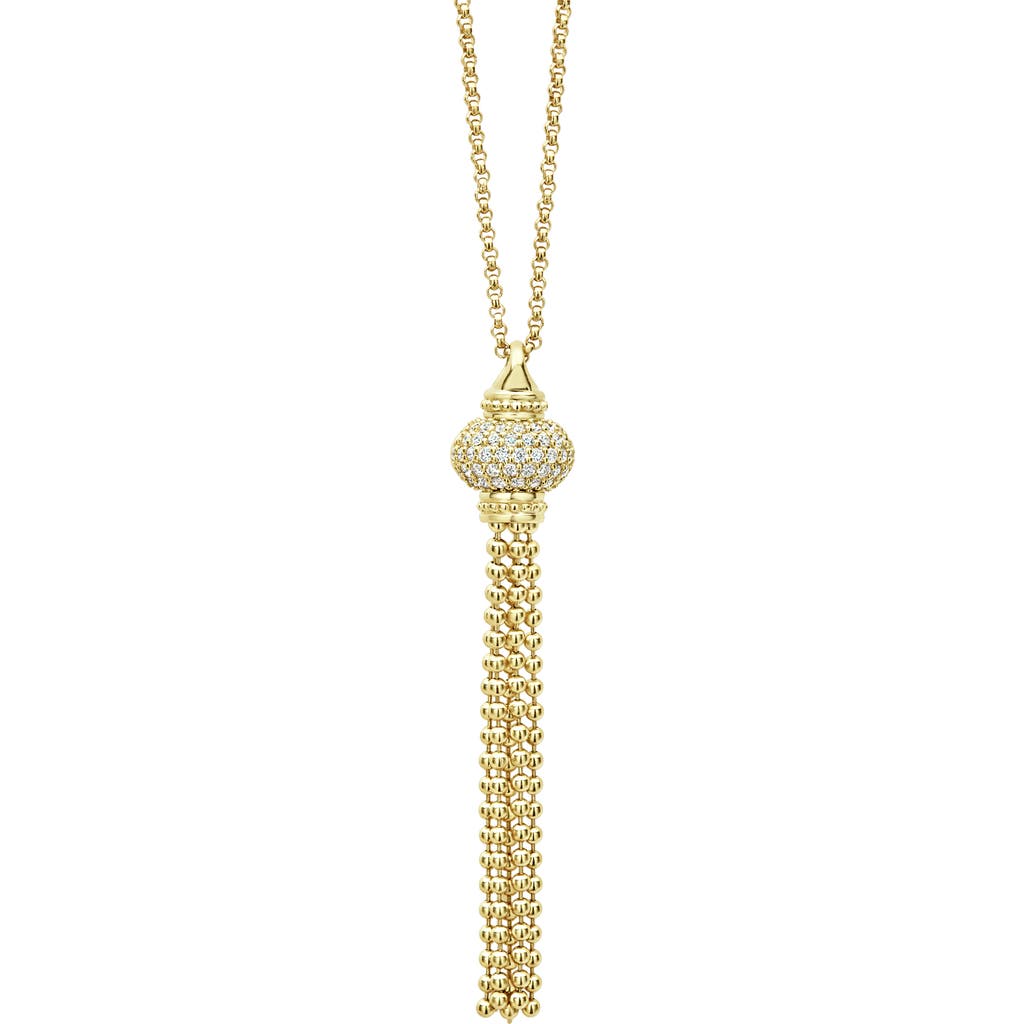 Lagos Caviar Gold Diamond Tassel Pendant Necklace