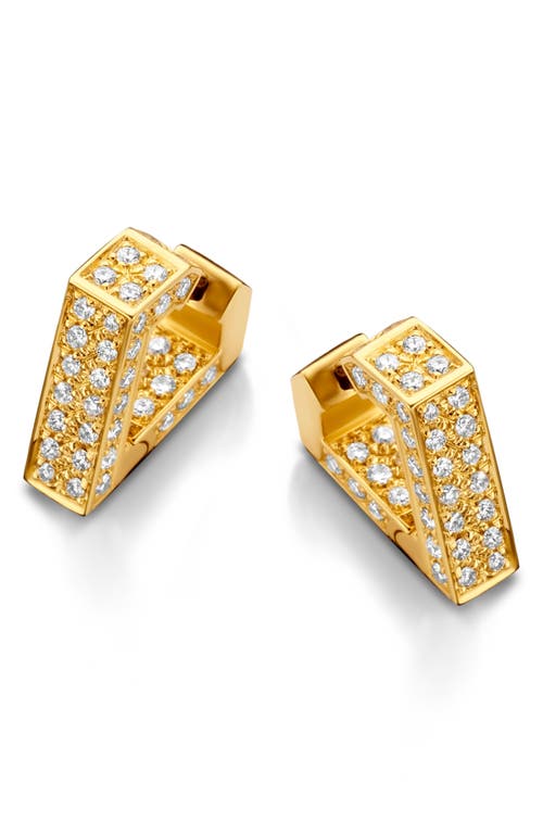 Mini Brute Diamanti Diamond Huggie Hoop Earrings in Yellow Gold