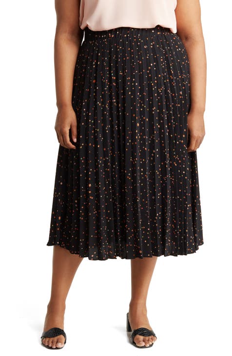 Dotted Pleated Skirt (Plus Size)
