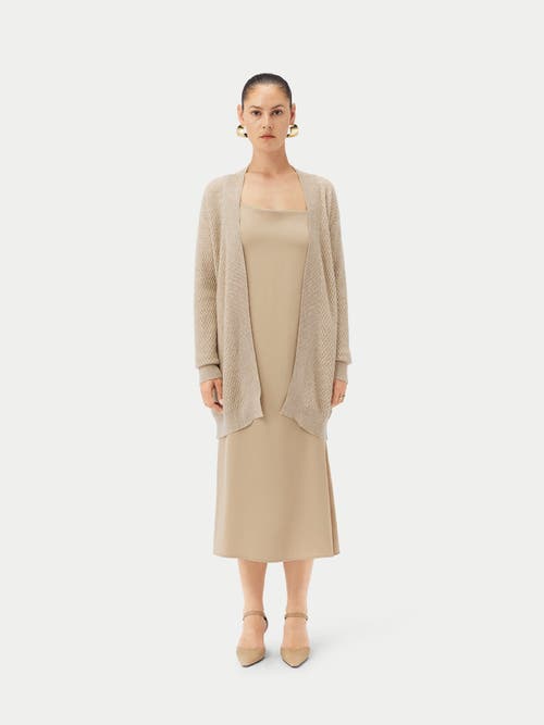 Shop Gobi Mongolian Cashmere Organic Color Self-belt Cashmere Cardigan In Warm Grey