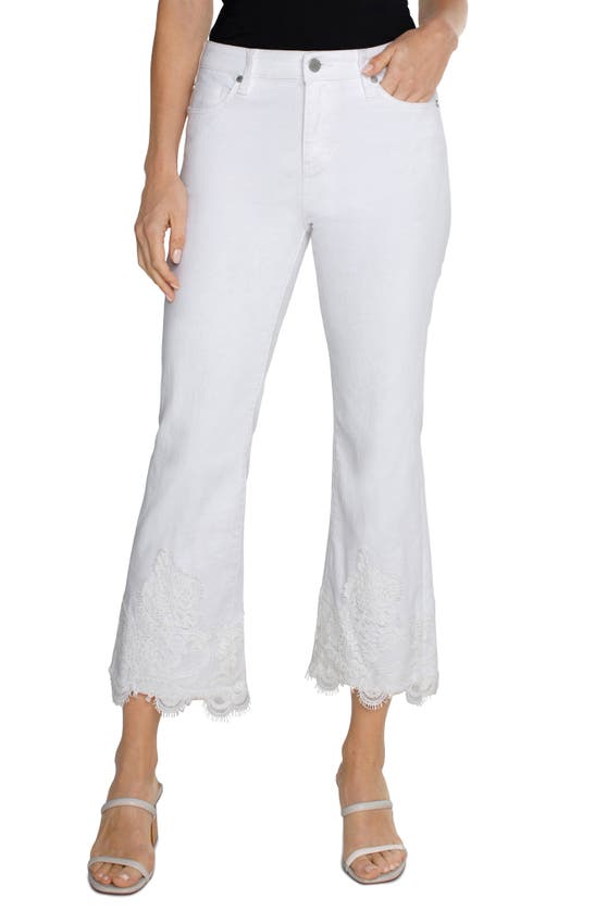Shop Liverpool Los Angeles Hannah Lace High Waist Crop Flare Jeans In Bright White