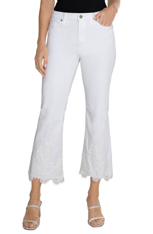 Hannah Lace High Waist Crop Flare Jeans in Bright White