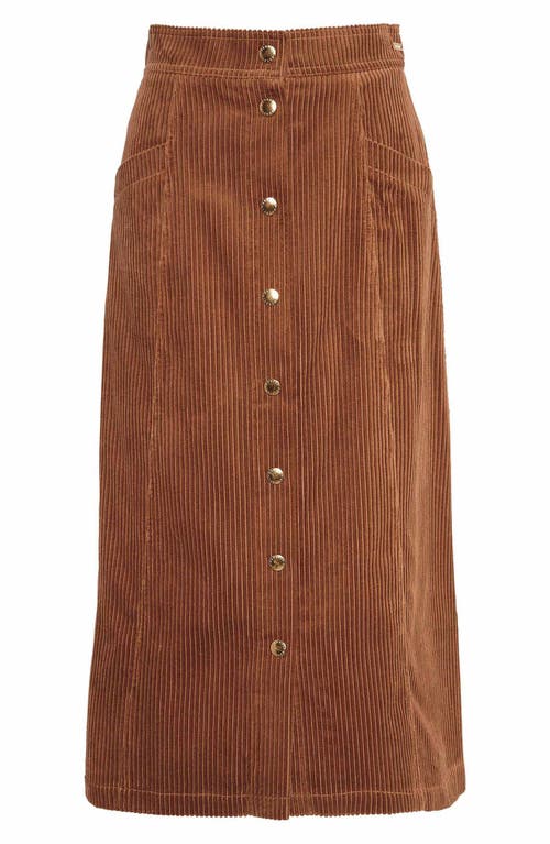 Shop Barbour Samara Cotton Corduroy Midi Skirt In Sienna