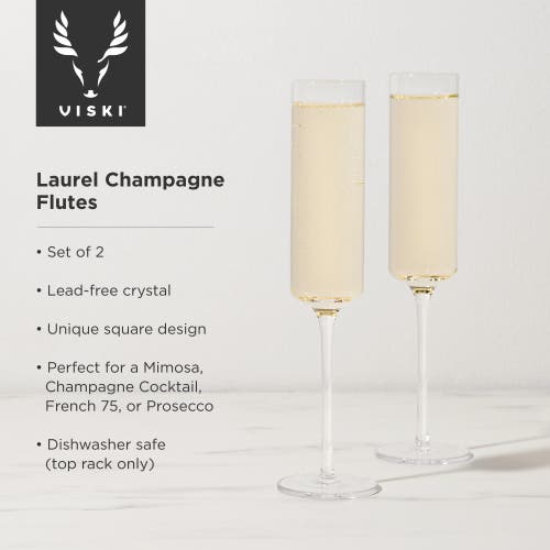 VISKI VISKI LAUREL CRYSTAL CHAMPAGNE FLUTES SET OF 2