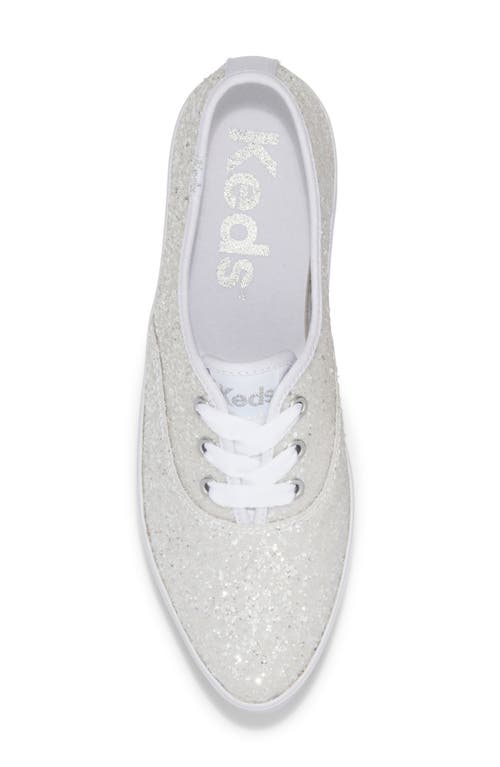 Keds ® Point Glitter Platform Sneaker In White Glitter