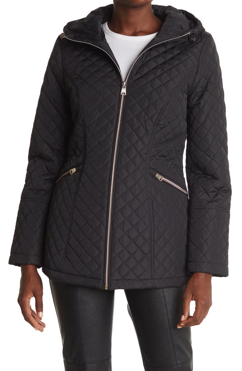 KENNETH COLE NEW YORK Quilted Anorak Jacket, Main, color, BLACK
