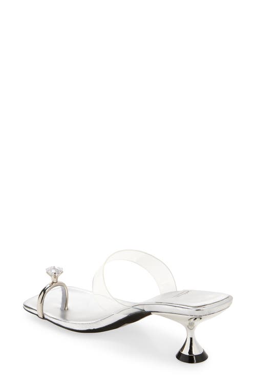 Shop Jeffrey Campbell Love-u Toe Loop Sandal In Silver Mirror Clear