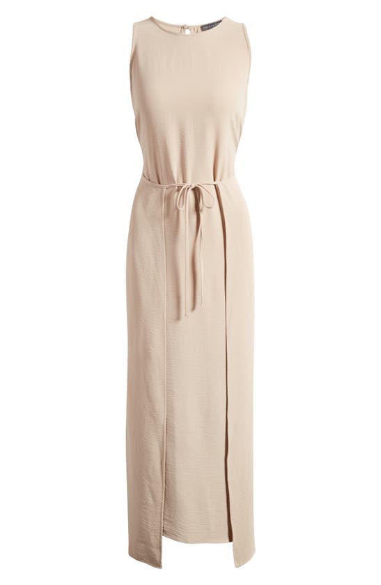 Shop Vince Camuto Tie Front Faux Wrap Dress In Taupe