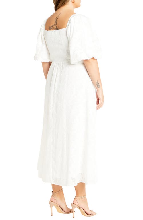 Shop City Chic Inez Floral Cutout Puff Sleeve Dress In Ivory