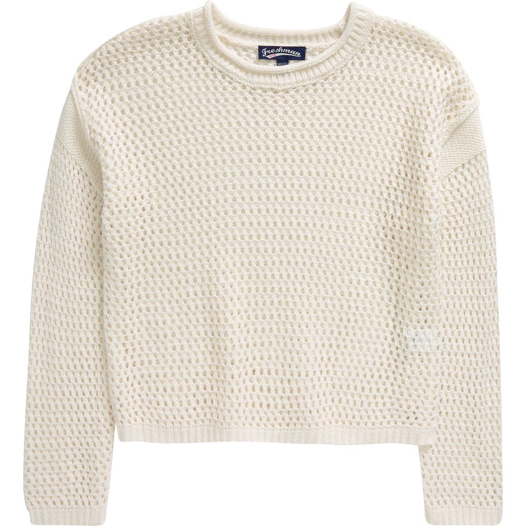 Freshman Kids' Open Stitch Sweater In Egret