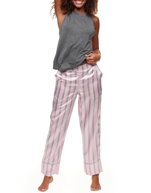 Adore Me Alania Tank & Pants Pajama Set In Stripe Pink