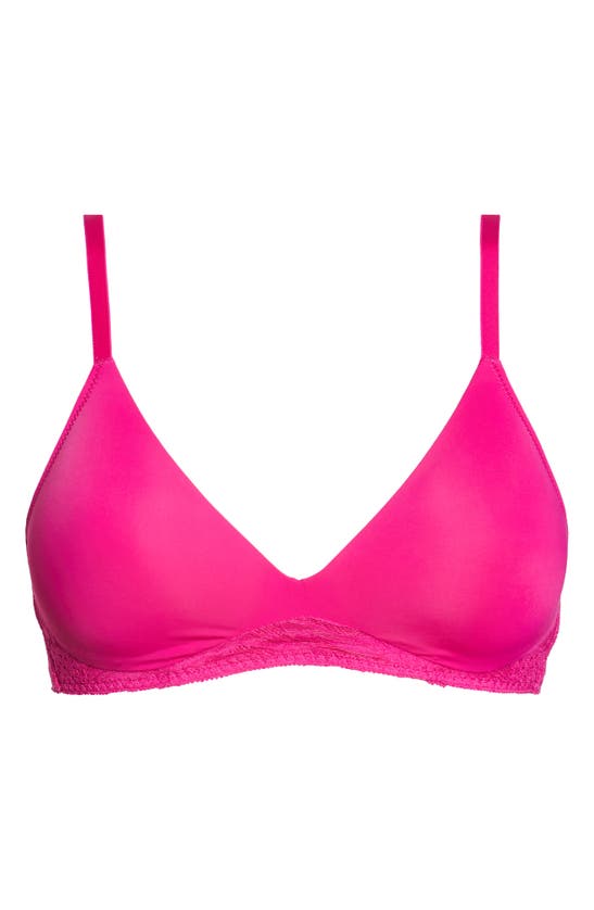 On Gossamer Sleek & Lace Wireless Lift Bra In Deep Magenta
