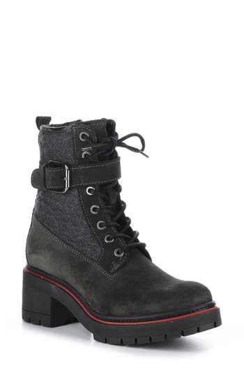 Bos. & Co. Zing Waterproof Combat Boot In Grey Suede/flannel
