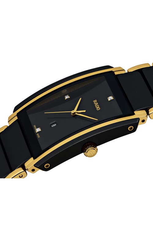 Shop Rado Integral Diamond Ceramic Bracelet Watch, 31mm X 41.1mm In Black/gold