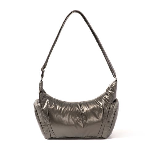 Baggallini Banana Sling Crossbody Shoulder Bag In Gunmetal Puff