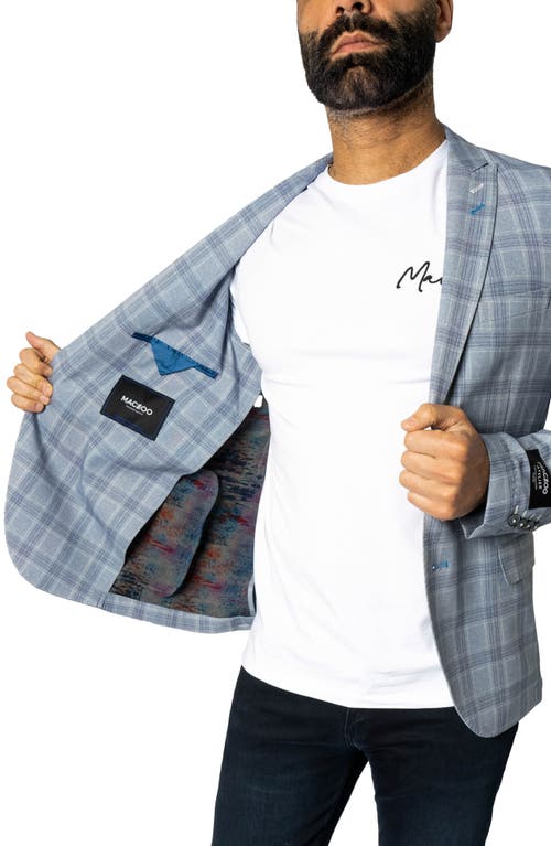 Shop Maceoo Descartes Unconstructed Plaid Brooksy Artic Blue Blazer