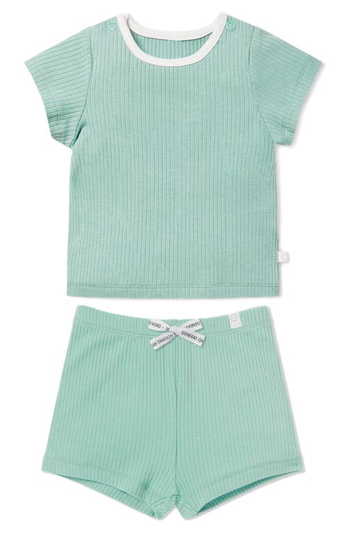 MORI Fitted Two-Piece Rib Short Pajamas in Mint at Nordstrom