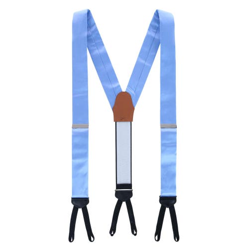 Trafalgar Sutton Solid Color Silk Brace And Bow Tie Combo In Light Blue