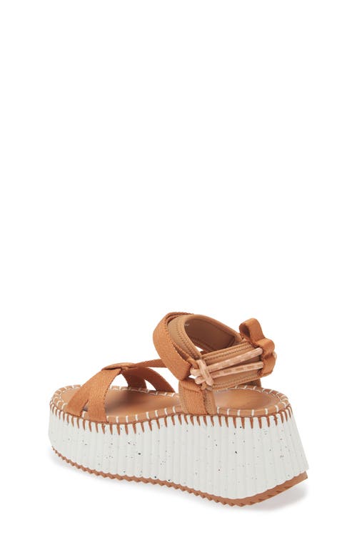 Shop Chloé Nama Platform Wedge Sandal In 276 Smooth Tan