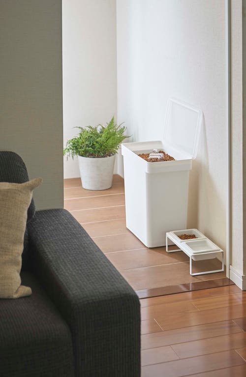 Yamazaki Extra-large Airtight Pet Rolling Food Storage Container In White